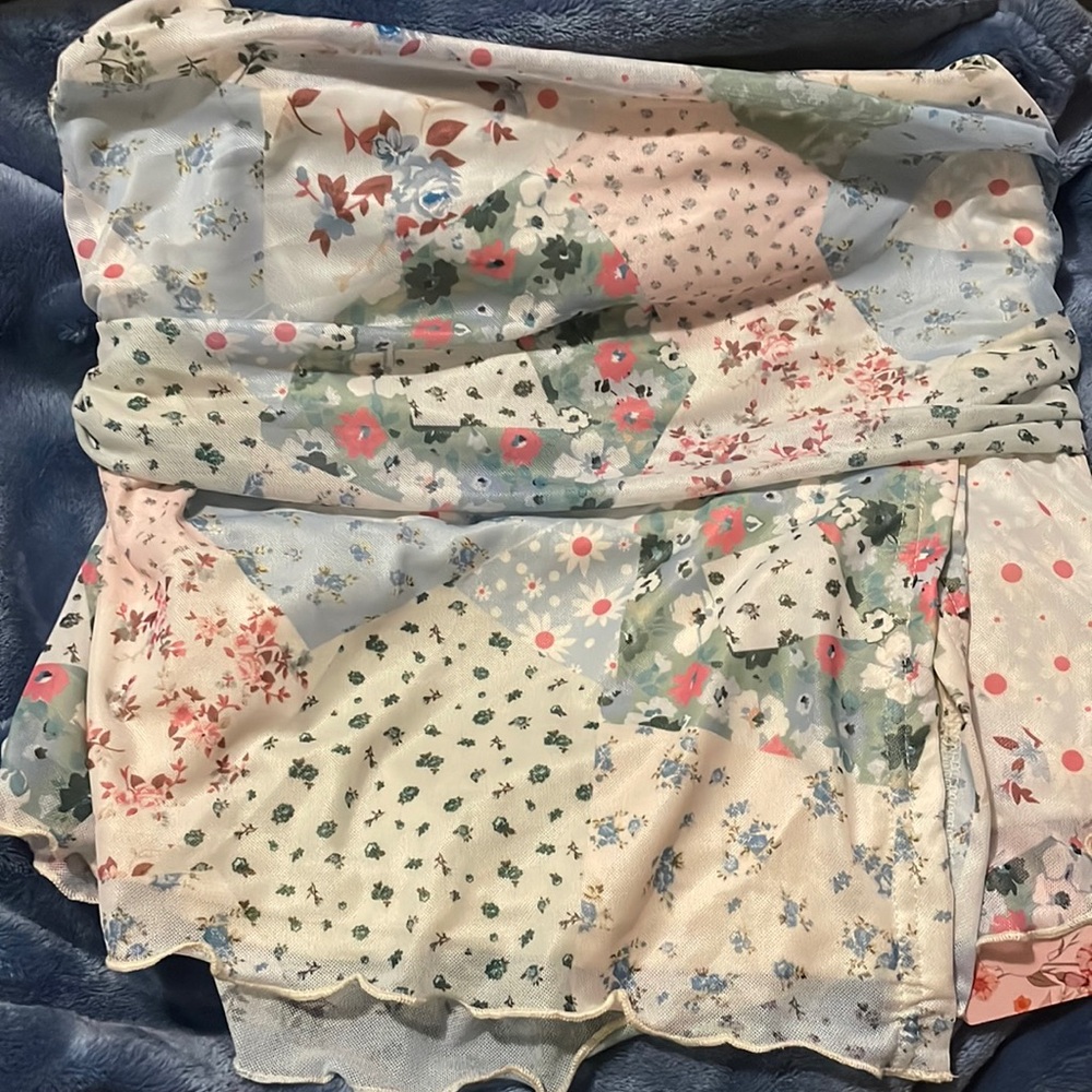 Floral patchwork strapless top